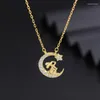 Colliers pendentifs 2024 - Jewelry Sellling Star Crescent Shape Collier Shiny Zircon Decoration adaptée à l'usure quotidienne