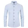 Herren -Hemdhemden hochwertig 6xl großer Herbst/Winter Soziales Hemd Langarm Mode kein Eisengeschäft Casual Pure White