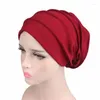 Berets Decken für Frauen muslimischer Kopfturbanhut Baumwolle verdickte elastische Kappe Haarausfall Schlafchemotherapie