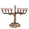 9 Branch Hanukka Menorah Kerzenhalterbaum der Blumen Antike Kerzenhalter H220419258N5744026