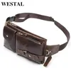 Westal Echte lederen taille Packs Men Taille Tassen Fanny Pack Belt Tas Telefoon Zakken Train Pack Mannelijke kleine taille tas leer 240428