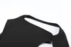 Sexy Hollow Out Halter Dress Women Summer Backless Stretch One Schouder Long Sleeve Midnight Birthday Party Bodycon Clubwear 240420