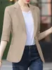 Zanzea Fashion Summer Lapela pescoço 34 Manga trabalha Blazer Women Women Office OL Suits Casual Solid Fin Jackets Outwear 240430