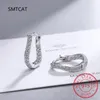 Hoop Ohrringe Moissanit Diamant 925 Sterling Silber für Frauen 18K Gold plattiert einzigartiger Wellenkreis Mode Schmuck