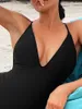 Women's Swimwear 2024 Sexy V Neck High Leg Cut Women One Piece Swimsuit Female Backless Monokini Bather Bathing Suit Swim Lady K5227