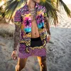 Herren -Shirt -Sets 3D Printed Retro Ethnic Style Kurzärmel Freizeit übergroße Strandshorts Sommer Streetwear Hawaiian Suits 240426