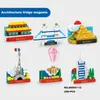 Sticker de réfrigérant magnétique Magnétique Bloc de construction Architecture Architecture Food Aerospace Frozen Decoration Childrens Creative Toys 240429