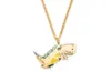 Rostfritt stål guld dinosaurie tecknad söt djurhänge halsband barn barn smycken halsband gåva till honom kedjor8799511