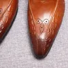 Chaussures habillées hommes noirs brun printemps de haute qualité authentique cuir formel de mariage classique maritime de mariage Sylemi