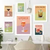 Pers vintage cocktail gekleurde alcohol illustratie poster en printmaking muurkunst canvas muur schilderij voor woonkamer decoratie J240505