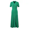 기본 캐주얼 드레스 2024 스프링/여름 새로운 프랑스 스타일 세련된 허리 슬리밍 싱글 폴로 목이 긴 드레스