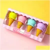 Party Gunst 4pcs lekkere dessertgezels DHS set mini lolly lolly icecream ijslolly donuts rubber gum voor kinderschoolstudent een dhkfv