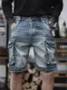 Jeans masculin vintage mens high street big poches big poches cargo shorts denim classiques conception du genou d'été pantalon hommes hétéro