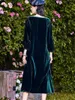 Casual Dresses Vintage V-Neck Long Dress Autumn 2024 Women Loose Velvet Elegant Party Ruffles Vestidos 10 färger