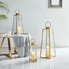 Kandelaars Noordse smeedijzeren glazen houder Grote rustieke trouwtafel middelpunt Gold Home Decor Candelabros Leveringen AH50ZT