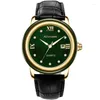 Orologi da polso aivasee orologio giada verde di lusso per uomini con fiume di verniciatura giapponese di cinghia di pelle da uomo analogico.