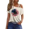 Frauen T-Shirts Mode Casual Independence Day Druck sexy kalte Schulter Kurzarm T-Shirt Top Mode und einfache Kleidung