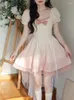 Vestidos casuais lolita doce y2k mini vestido