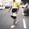 Summer Fashion Mens Closuit Color Block футболка Set Set Sport Outfit Jogging Comse Негабаритная одежда на открытом воздухе 240422