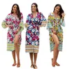 Swimsuit Long Kimono Coverup avec Waist Band Women Open Front Cardigans Beach H58d