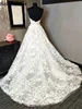 Vraie image sans bretelles robes de mariée ouverte à l'arrière A-line sans manches appliques florales en dentelle robes nuptiales robe de mariee