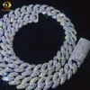 Topkwaliteit hiphop pass diamant tester maan vorm stijl 15 mm 925 sterling zilveren moissaniet cubaanse linkketen