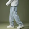 Pantaloni da uomo uomo gamba larga vestito accogliente pantaloni jeans in denim per jogging