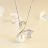 Fashion Swan Pearl AAA Zircon Diamonds Gemstones Collares colgantes para mujeres Oro blanco Sier Color Choker Joyería Bijoux Regalo