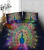 3D Gedrukte kleurrijke pauw beddengoed set Twin Full Queen King Size Bed -Spread Bedebloh Dekbedoverlegt 34pcs 600TC Blue Comforter SE7343754