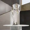 Lustres rétro nordique conception suspendue LED lampe pour salle à manger table de cuisine à chambre vivant escalier lustre cognac glas