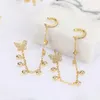 Boucles d'oreilles en peluche zircon goutte de papillon pour femmes micro pave cubique zircone liaison oreille à oreille plaqué en laiton cz bijoux cadeau