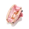 Pink Color Flower Cute Women Evening Bags Circular PU Fashion Diamonds Pearl Floral Glitter Handbags Metal Chain Shoulder Clutch 240430