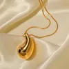 Pendant Necklaces Uworld 18K Gold Plated Big Tear Drop Necklace Stainless Steel Chunky Waterdrop