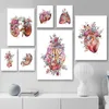 Anatomie Kunst Medizinische Leinwand Malerei Blumen Bio -Herz und Lungenplakate Druckerziehungskrankenhaus Bilder Home Dekoration J240505