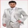 Maßgeschneiderte Bräutigam Smoking Shiny Silber Bräutigamsmensch Revers bester Mannanzug Bräutigam Hochzeit Prom Dinner Anzüge Jacke Hose Krawatte K6 257o