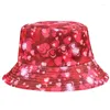 Berets Reversible Bucket Hat Headgear Cloche Lips Printing Fisherman For Trendsetter