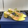 Aquazzura kristal verfraaide muilezel slippers sandalen hakken glippen op dikke hiel glijbanen open teen schoenen dames luxe designer lederen buitenzool avondschoen 35-42