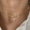 Anhänger Halsketten 2024 reines Gold Silber Edelstahl Schlangenkette Knoten Laminierte Halskette Damen wasserdichtes Schmuckzubehör Q240430