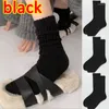 Frauen Socken 3/1pairs Y2K gestrickt. Lange süße Mädchen schwarz weiß lose Häkelröhrchen Lolita Sox Stiefel Manschetten Rüschen Strümpfe Strümpfe