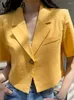 Women's Suits VONDA 2024 Summer Elegant Blazer Short Sleeve Suit Collar Coat Fashion Women Outwear Solid Color Casual Slim Button Tunic Tops