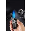 Vente chaude en métal torche de cigare butane plus léger 4 flamme de jet-flamme avec le vent sans gaz rechargeable à flamme forte plus légère