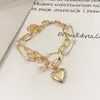 Braccialetti Link Bracciale a forma di cuore Temperamento a doppio strato imitazione a catena perla Peach Heart Student