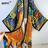 Summer Women Graffiti Stamping Cardigan Long Cardigan Female Copertura da spiaggia sciolta su Boho Dress Streetwear Holiday Kimono