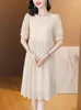 パーティードレスラグジュアリースパンコールシルクパッチワーク女性のためのシルクパッチワーク刺繍ドレス