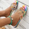 Slippers Plus Taille Chaussures pour femmes 2024 Luxurious Raignes Rainbow Tlides à la mode carrée Pétuflas Flat de Mujer