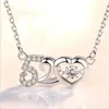 Hanger kettingen fijn 925 sterling zilveren kristal charmes ketting sleutelbeen ketting hart liefde voor vrouwen bruiloft sieraden luxe cadeau H240504
