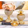 Jarrones Jarco de almacenamiento de vidrio Jarrón con cubierta Golden Crystal Handicraft Mobornings Organización de escritorio Flor de dulces
