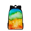 Sac à dos harajuku drôle tie dye dye cahier sac à dos pupil sacs d'école 3d imprime