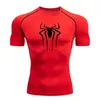 Camisa de compressão Men Fitness Gym Super Hero Sport Running Tshirt Rashgard Tops Tee Rápida Manga curta seca para 240416