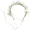 Bandanas Floral Crown Tiara Ribbon Flower Headbands For Women Girl Plastic Crowns Hair Accessories Bride Headpiece